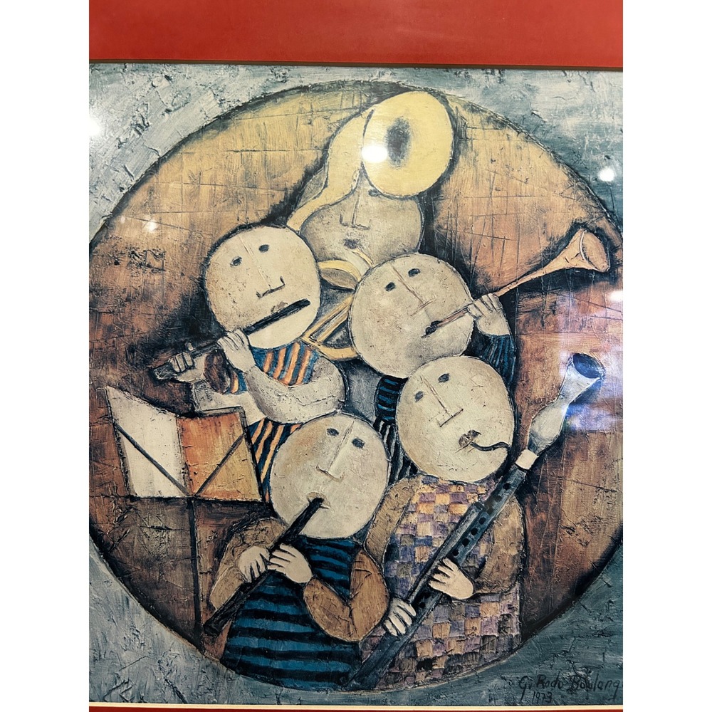 Graciela Rodo Boulanger The Musicians 1973 Framed Lithograph Print Red Mat 16x16 - Picture 2 of 7